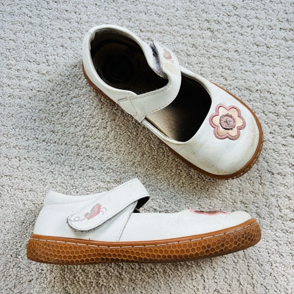 Livie and Luca White and Pink flower Kids Mary Jane Shoes